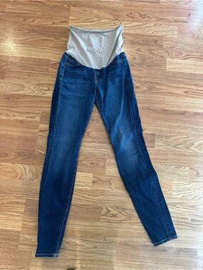 Maternity Dark Blue Skinny Jeans with Cream Panel